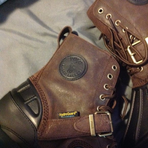POLO by Ralph Lauren Men's Oslo Waterproof Brown Leather Boots -11.5D-New in Box - Picture 7 of 16